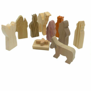 12 Multi-Wood Nativity Figures